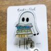 Reading Ghost Halloween Badge Reel,  Halloween ID Holder, Interchangeable Glitter badge reel
