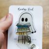 Reading Ghost Halloween Badge Reel,  Halloween ID Holder, Interchangeable Glitter badge reel