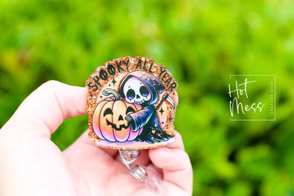 Spooky All Year Badge Reel, Halloween Badge Reel,  Halloween ID Holder, Interchangeable badge reel