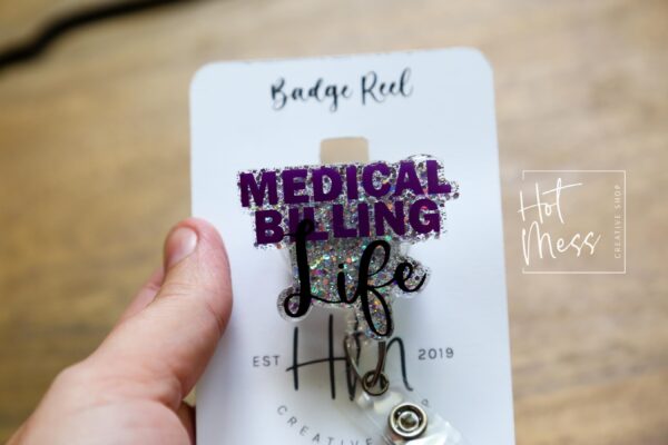 Medical Billing Badge Reel, Accounting ID Holder, Funny Badge Holder, Interchangeable Retractable Reel