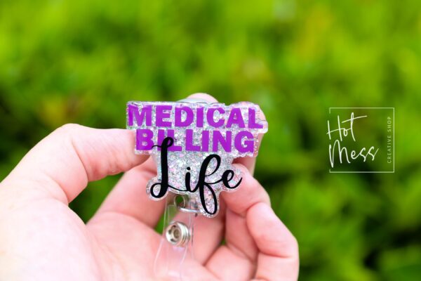 Medical Billing Badge Reel, Accounting ID Holder, Funny Badge Holder, Interchangeable Retractable Reel