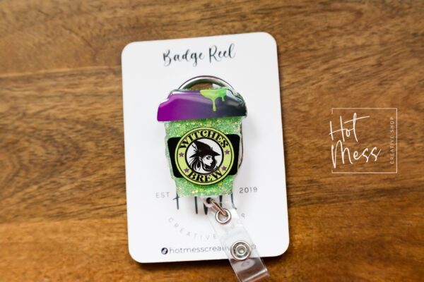 Witches Brew Glitter Badge Reel, Fall badge reel, Halloween badge reel, Retractable Badge Reel, Interchangeable Badge Reel