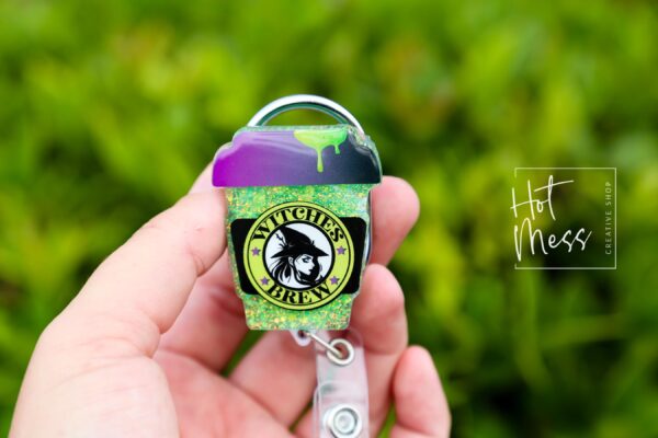 Witches Brew Glitter Badge Reel, Fall badge reel, Halloween badge reel, Retractable Badge Reel, Interchangeable Badge Reel