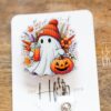Halloween Floral Ghost  Badge Reel, Fall Badge Reel, Ghost Badge Reel, Halloween Badge Reel, Autumn Badge Reel