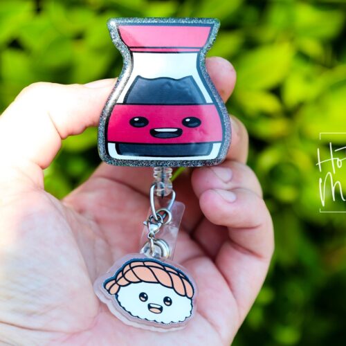 il_fullxfull.6279194355_2zw8 Soy Sauce Sushi Badge Reel, Funny Badge Reel, Waitress Badge Reel, Retractable ID Holder, Food Badge Reels, kawaii badge reel