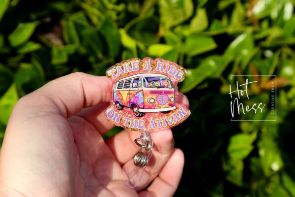 Take a Ride on the Ativan Funny Badge Reel, Retractable Acrylic Badge Reel, EMS, EMT, ER Nurse, Night Shift