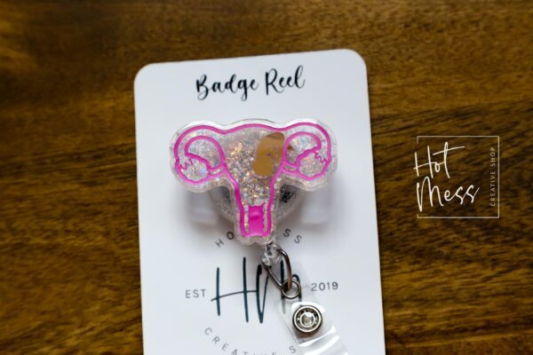 3D Uterus with baby Badge Reel, Retractable Badge Reel, Interchangeable Badge Reel, whnp badge reel