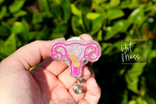 3D Uterus with baby Badge Reel, Retractable Badge Reel, Interchangeable Badge Reel, whnp badge reel