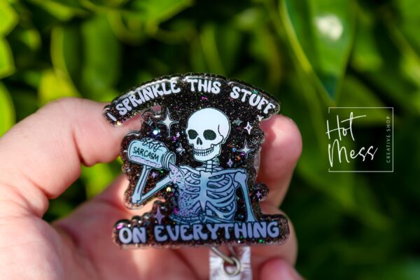 Sarcasm I sprinkle that on everything Face Badge Reel, Retractable Badge Reel, Interchangeable Badge Reel, nurse badge reel, Funny ID Holder