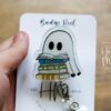Reading Ghost Halloween Badge Reel,  Halloween ID Holder, Interchangeable Glitter badge reel