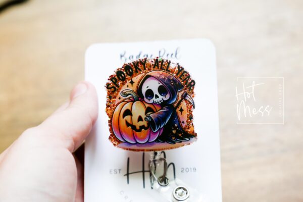 Spooky All Year Badge Reel, Halloween Badge Reel,  Halloween ID Holder, Interchangeable badge reel