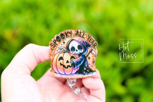 Spooky All Year Badge Reel, Halloween Badge Reel,  Halloween ID Holder, Interchangeable badge reel