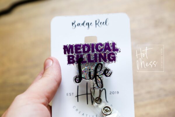 Medical Billing Badge Reel, Accounting ID Holder, Funny Badge Holder, Interchangeable Retractable Reel