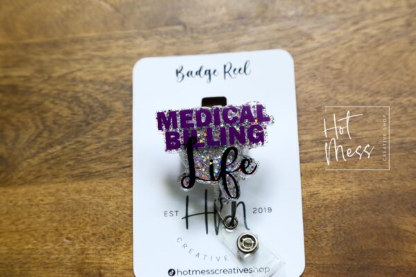 Medical Billing Badge Reel, Accounting ID Holder, Funny Badge Holder, Interchangeable Retractable Reel