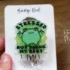 Stressed but doing my best Funny Badge reel, Glitter RN ID Holder, Retractable Acrylic Badge Reel, Nurse Gift, Night Shift, Stocking Stuffer