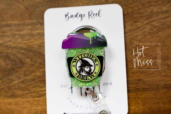 Witches Brew Glitter Badge Reel, Fall badge reel, Halloween badge reel, Retractable Badge Reel, Interchangeable Badge Reel