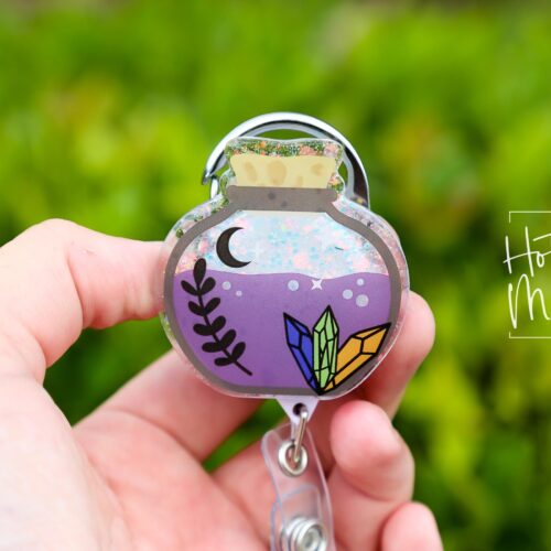 Halloween Potion bottle Badge Reel, Halloween Badge Reel, funny Halloween badge reel, Interchangeable badge reel, Witch Badge Reel