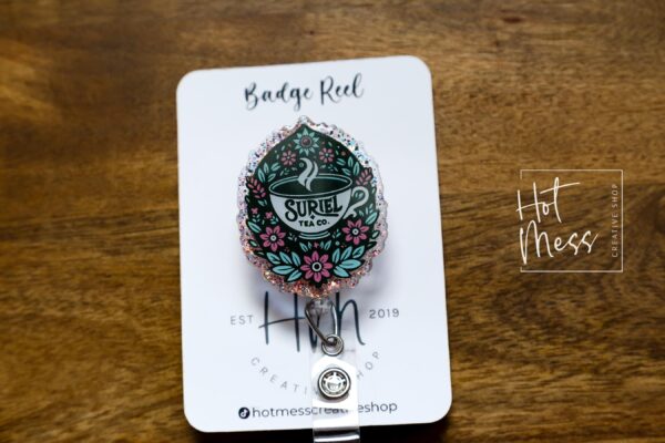 Suriel Tea Co. Badge Reel, Librarian Badge Reel, Retractable Badge Reel, Interchangeable Badge Reel, Book Lovers, Booktok, ACOTAR