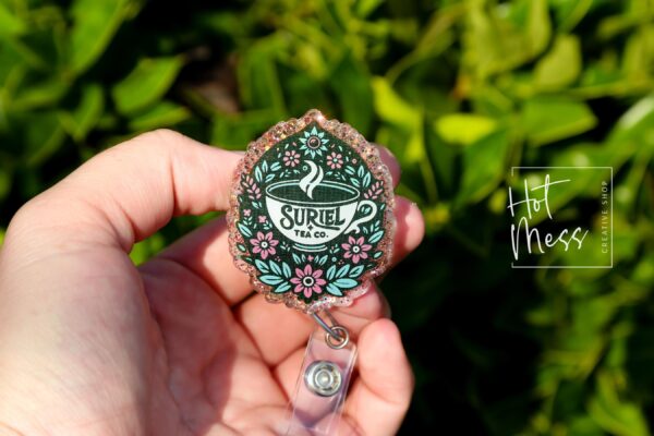Suriel Tea Co. Badge Reel, Librarian Badge Reel, Retractable Badge Reel, Interchangeable Badge Reel, Book Lovers, Booktok, ACOTAR