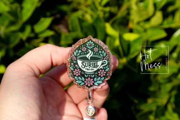 Suriel Tea Co. Badge Reel, Librarian Badge Reel, Retractable Badge Reel, Interchangeable Badge Reel, Book Lovers, Booktok, ACOTAR