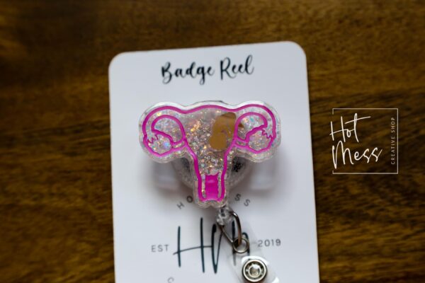 3D Uterus with baby Badge Reel, Retractable Badge Reel, Interchangeable Badge Reel, whnp badge reel