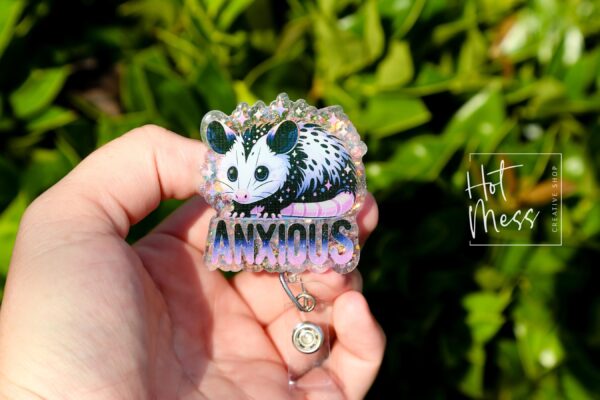 Anxious Possum, Funny Badge reel, RN ID Holder, Retractable Acrylic Badge Reel, Nurse Gift, Night Shift