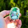 Don't Stop Believing Badge Reel, Christmas Badge Reel, Retractable ID Holder, Interchangeable, Glitter Badge Reel, Christmas Ghost