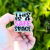 This is a Safe Space Badge Reel, school counselor lanyard, LGBT Pride Retractable Badge Reel, ID Holder