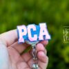 Blue PCA Badge Reel, patient care Assistant, medical badge reel, Retractable ID Holder, Interchangeable Badge, PCA Pin