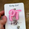 Physical Therapy Badge Reel, Glitter Badge Reel, RN ID Holder, Retractable Acrylic Badge Reel, PT Gift