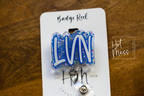 Blue Licensed Vocational Nurse Badge Reel, LVN Badge Holder, vocational nurse ID holder