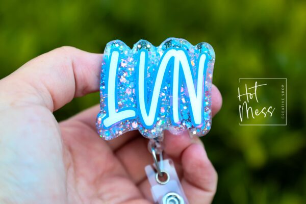 Blue Licensed Vocational Nurse Badge Reel, LVN Badge Holder, vocational nurse ID holder