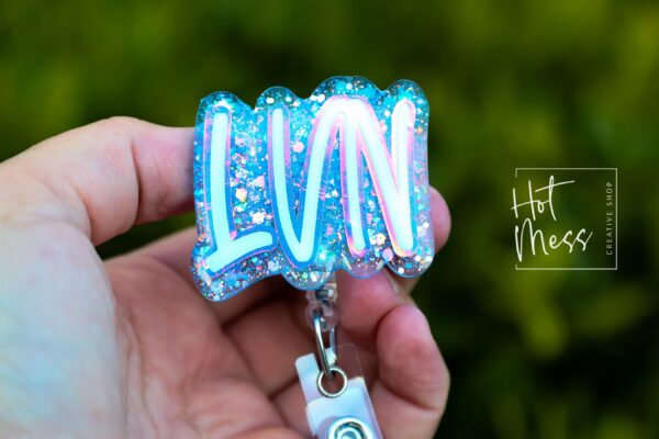 Blue Licensed Vocational Nurse Badge Reel, LVN Badge Holder, vocational nurse ID holder