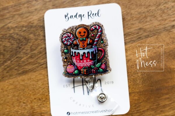 Christmas Gingerbread Badge Reel, Halloween Badge Reel,  Christmas ID Holder, Interchangeable badge reel, Stocking Stuffer