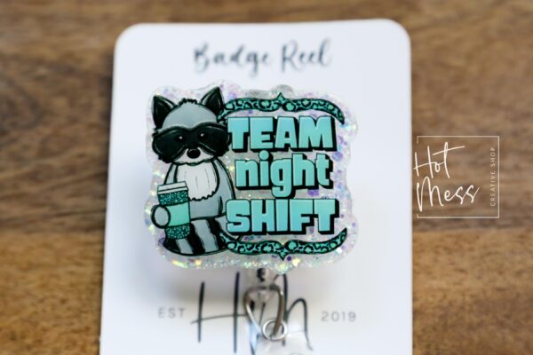 Team Night Shift Funny Badge Reel, RN ID Holder, Retractable Badge Reel, Nurse Gift, Office ID Holder, Stocking Stuffer