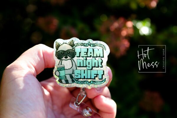 Team Night Shift Funny Badge Reel, RN ID Holder, Retractable Badge Reel, Nurse Gift, Office ID Holder, Stocking Stuffer