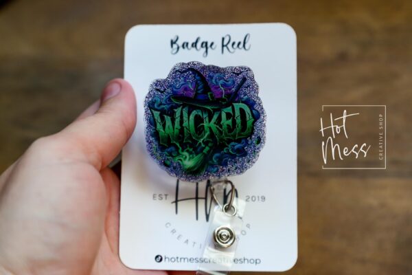 Wicked Badge Reel, Halloween Badge Reel,  Elphaba ID Holder, Interchangeable badge reel, Theater Gift, for good