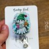 Don't Stop Believing Badge Reel, Christmas Badge Reel, Retractable ID Holder, Interchangeable, Glitter Badge Reel, Christmas Ghost
