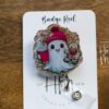Cute  Christmas Ghost Badge Reel, Christmas Badge Reel, Retractable ID Holder, Interchangeable, Glitter Badge Reel, Christmas Ghost