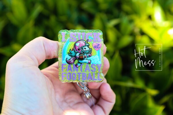 il_fullxfull.6410342479_9szq I suck at Fantasy Football Funny Badge Reel, Retractable Acrylic Badge Reel, Nurse Gift, Office ID Holder, Custom Badge Reel, fantasy loser