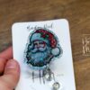 Santa Badge Reel, Christmas Badge Reel, Teacher Badge Reel, Retractable ID Holder, Interchangeable, Glitter Badge Reel