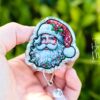 Santa Badge Reel, Christmas Badge Reel, Teacher Badge Reel, Retractable ID Holder, Interchangeable, Glitter Badge Reel