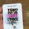 This is a Safe Space Badge Reel, school counselor lanyard, LGBT Pride Retractable Badge Reel, ID Holder