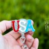 4th of July USA Badge Reel, Retractable Badge Reel, Teacher ID Holder, Nurse Badge Reel