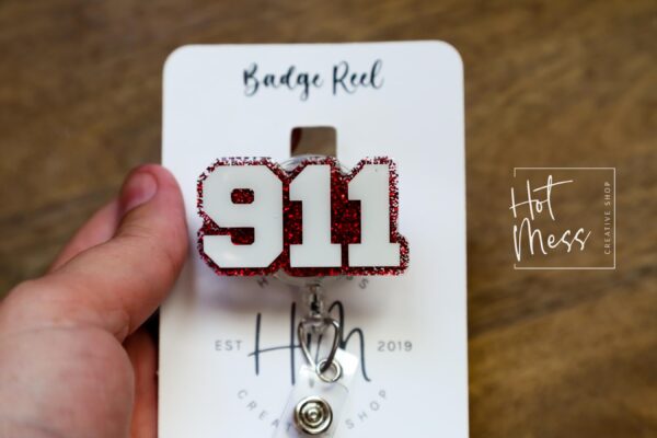 911 Dispatch Badge Reel,  Retractable Badge Reel, Interchangeable Badge Reel, 911 dispatcher, Glitter Badge Reel