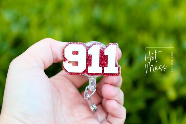 911 Dispatch Badge Reel,  Retractable Badge Reel, Interchangeable Badge Reel, 911 dispatcher, Glitter Badge Reel