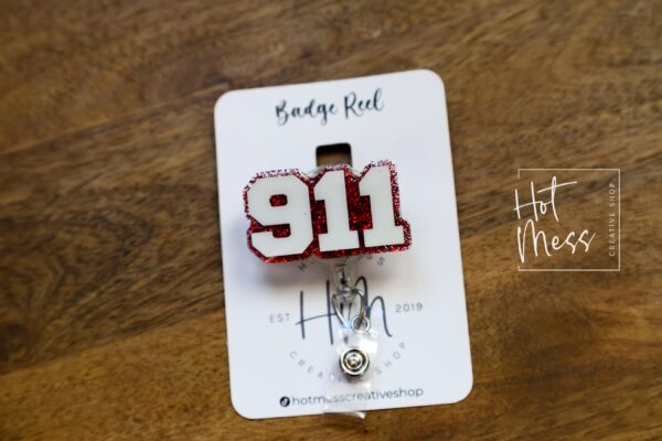911 Dispatch Badge Reel,  Retractable Badge Reel, Interchangeable Badge Reel, 911 dispatcher, Glitter Badge Reel