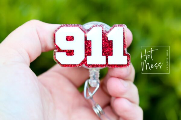 911 Dispatch Badge Reel,  Retractable Badge Reel, Interchangeable Badge Reel, 911 dispatcher, Glitter Badge Reel