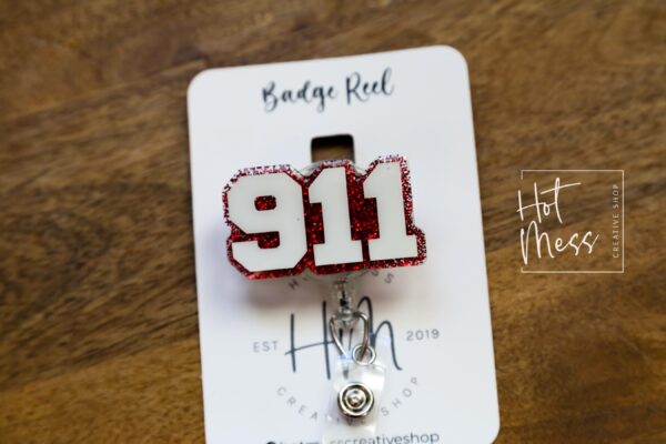 911 Dispatch Badge Reel,  Retractable Badge Reel, Interchangeable Badge Reel, 911 dispatcher, Glitter Badge Reel