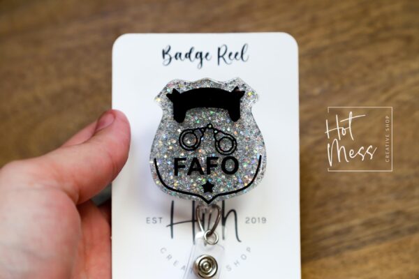 il_fullxfull.6416367149_rhck FAFO Corrections Badge Reel, corrections officer ID Holder, Retractable Acrylic Badge Reel, corrections badge, Police Badge Reel Pin